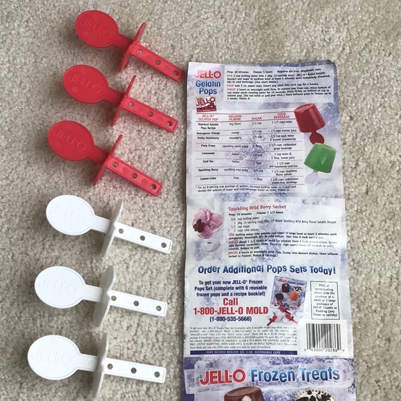 Jell-o Frozen Treat Kit, set of 6 pop sticks with instructional recipe sheet - Picture 6 of 7
